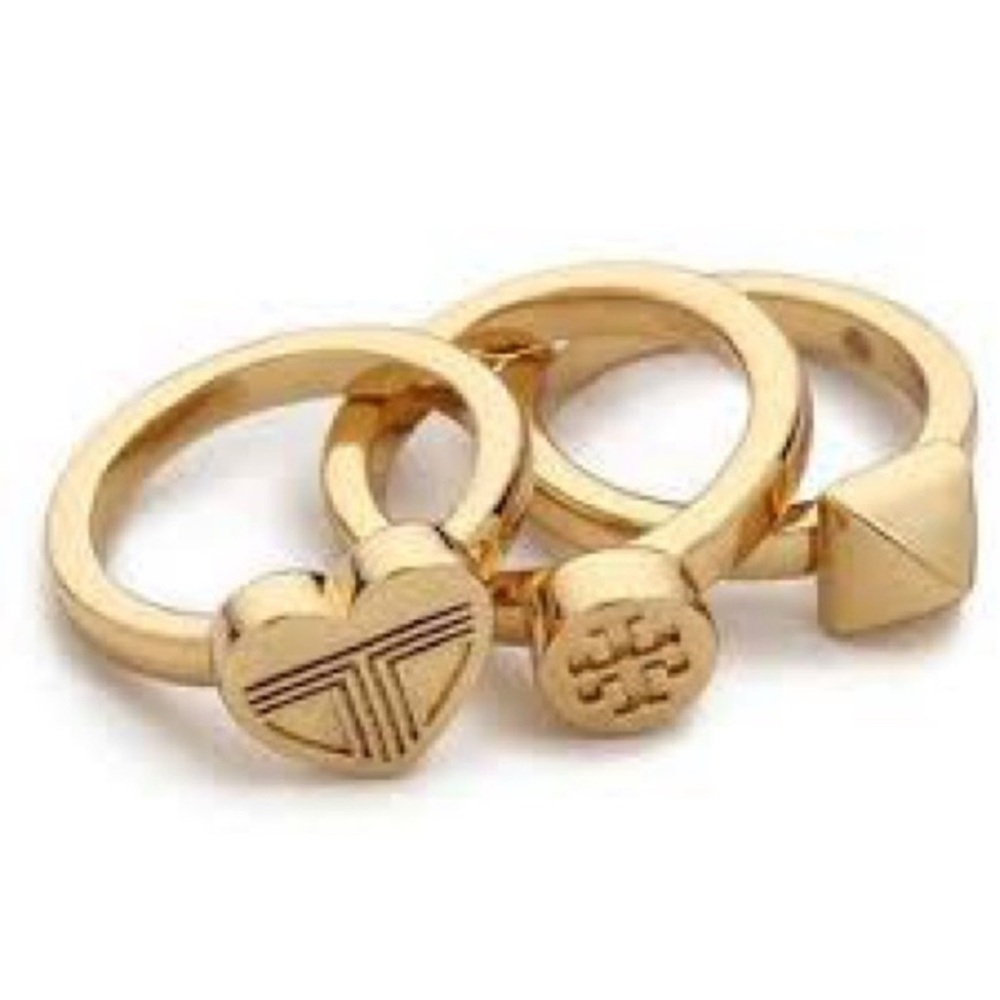 🆕 Authentic Tory Burch Stackable Gold Rings Band Ring Size 7 - Picture 8 of 8